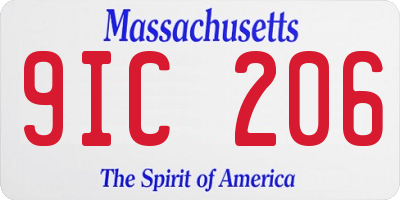 MA license plate 9IC206