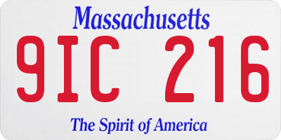 MA license plate 9IC216