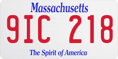 MA license plate 9IC218
