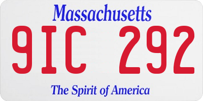 MA license plate 9IC292