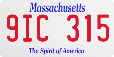 MA license plate 9IC315