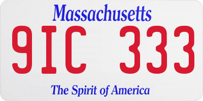 MA license plate 9IC333