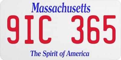 MA license plate 9IC365