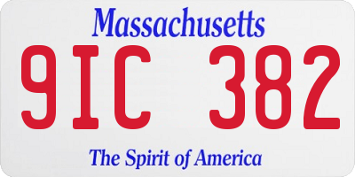 MA license plate 9IC382
