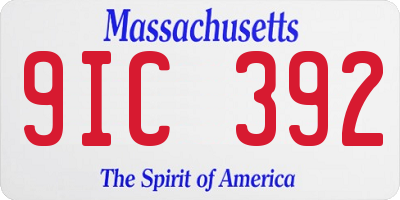 MA license plate 9IC392
