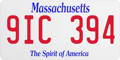 MA license plate 9IC394