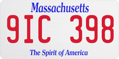 MA license plate 9IC398