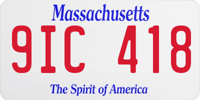 MA license plate 9IC418