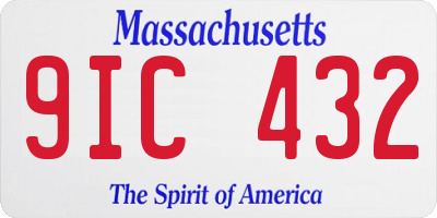 MA license plate 9IC432