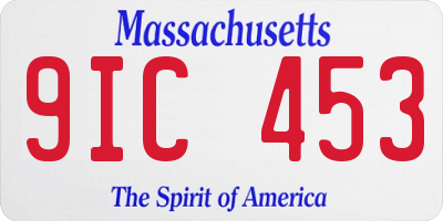 MA license plate 9IC453