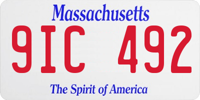 MA license plate 9IC492