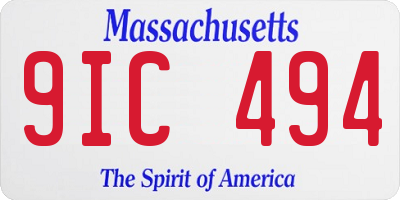 MA license plate 9IC494