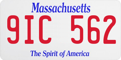 MA license plate 9IC562