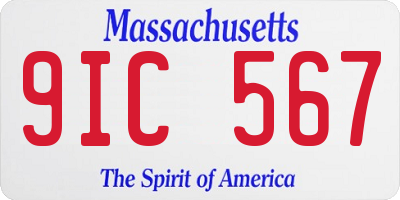 MA license plate 9IC567