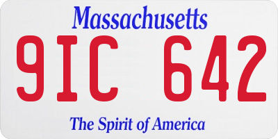 MA license plate 9IC642