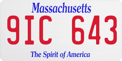 MA license plate 9IC643
