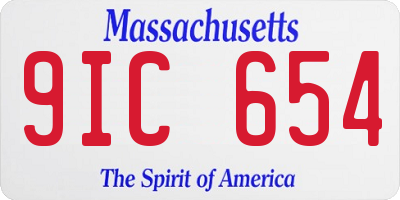 MA license plate 9IC654