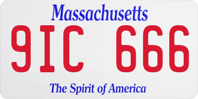 MA license plate 9IC666