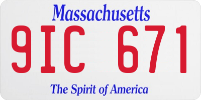 MA license plate 9IC671