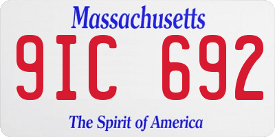 MA license plate 9IC692