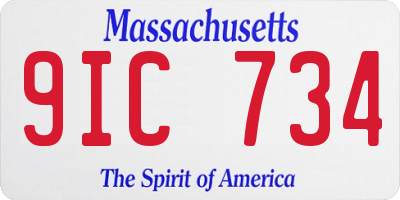 MA license plate 9IC734
