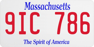 MA license plate 9IC786