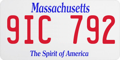 MA license plate 9IC792