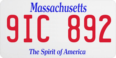 MA license plate 9IC892