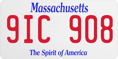 MA license plate 9IC908