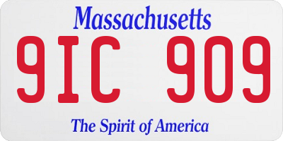 MA license plate 9IC909