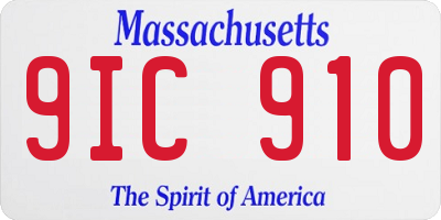 MA license plate 9IC910