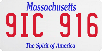 MA license plate 9IC916