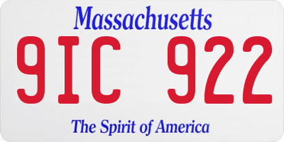 MA license plate 9IC922