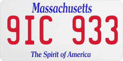 MA license plate 9IC933