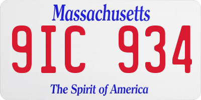 MA license plate 9IC934