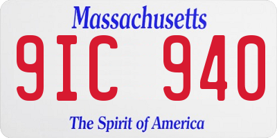 MA license plate 9IC940