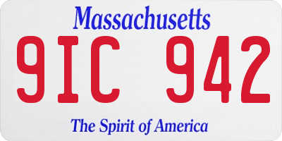 MA license plate 9IC942