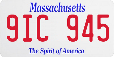 MA license plate 9IC945