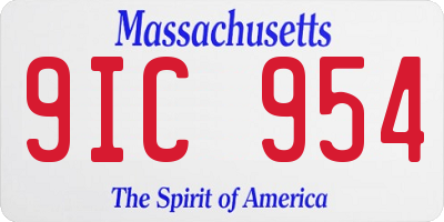 MA license plate 9IC954