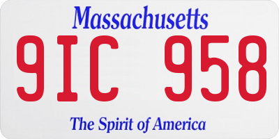 MA license plate 9IC958