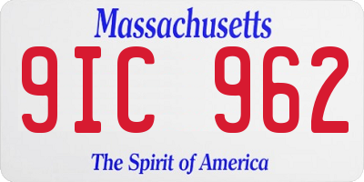 MA license plate 9IC962