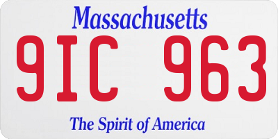 MA license plate 9IC963