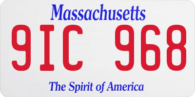 MA license plate 9IC968
