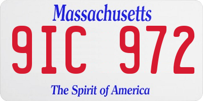 MA license plate 9IC972