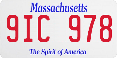 MA license plate 9IC978