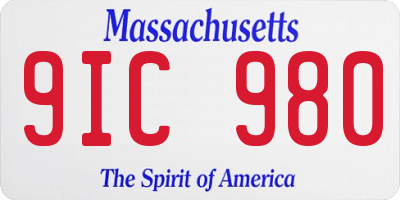 MA license plate 9IC980