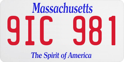 MA license plate 9IC981