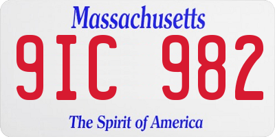 MA license plate 9IC982