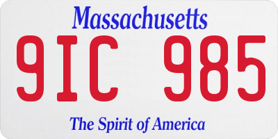MA license plate 9IC985