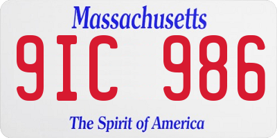 MA license plate 9IC986